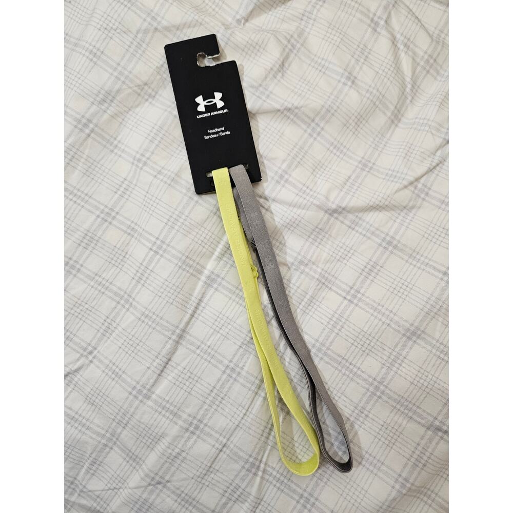 Under Armour Adjustable 2-Pack Sports Fitness Headbands Yellow/Gray, OSFM NWT